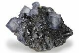 Purple Cubic Fluorite Crystals on Sphalerite - Elmwood Mine #244240-1